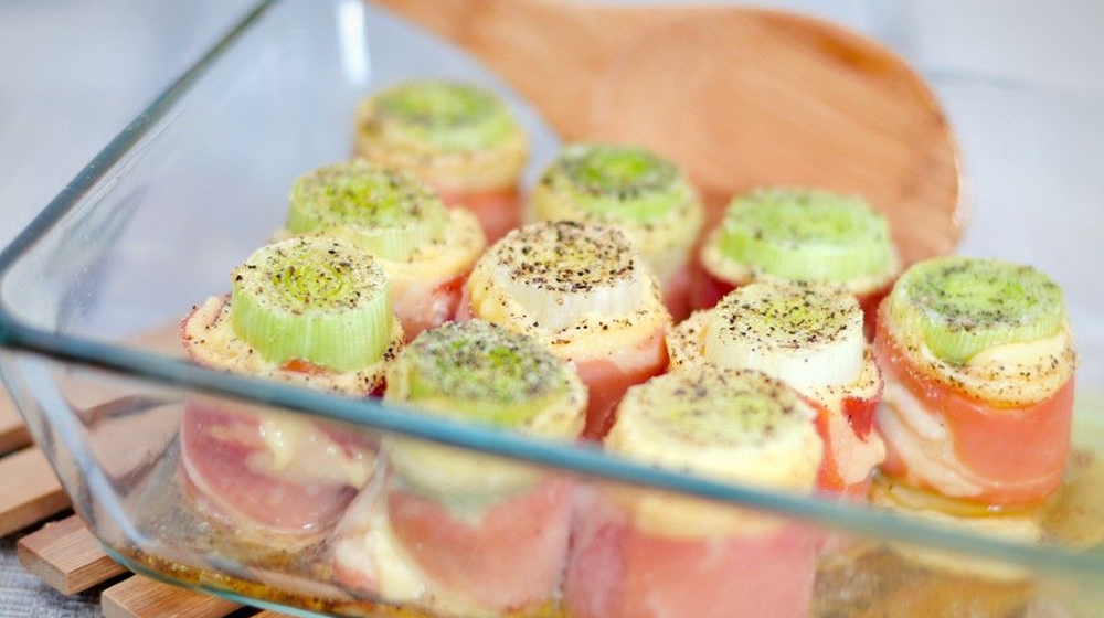 Preirolletjes met zalm in de oven